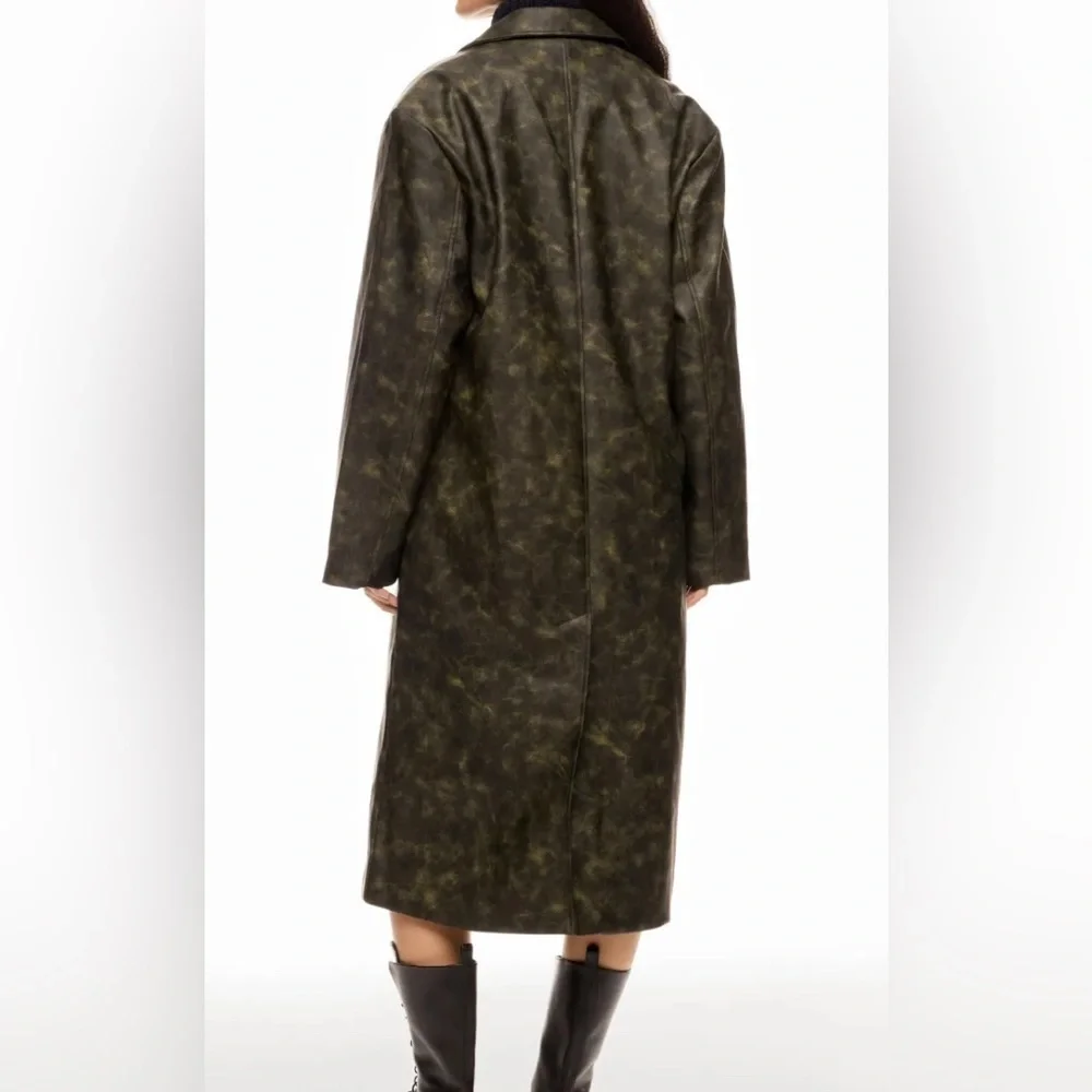 WEWOREWHAT Oversized Blazer Jacket Edgy Olive Leather Jacket